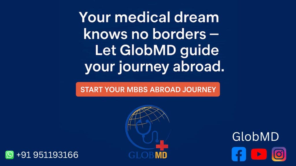 "Your medical dream knows no borders – GlobMD MBBS abroad promotional banner"